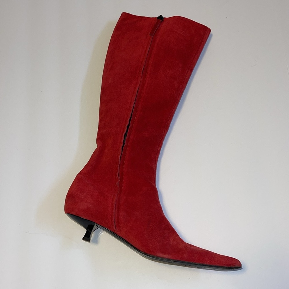 Vicini Pointy Toed Red Suede Boots - Women’s Size 37.5 - Picture 5 of 13